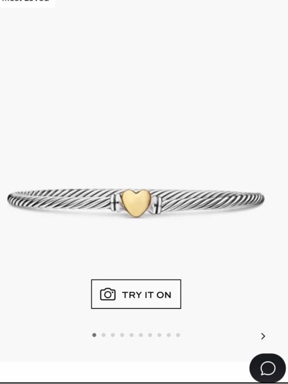 David Yurman Two-Tone Cable Bracelet with Gold Heart